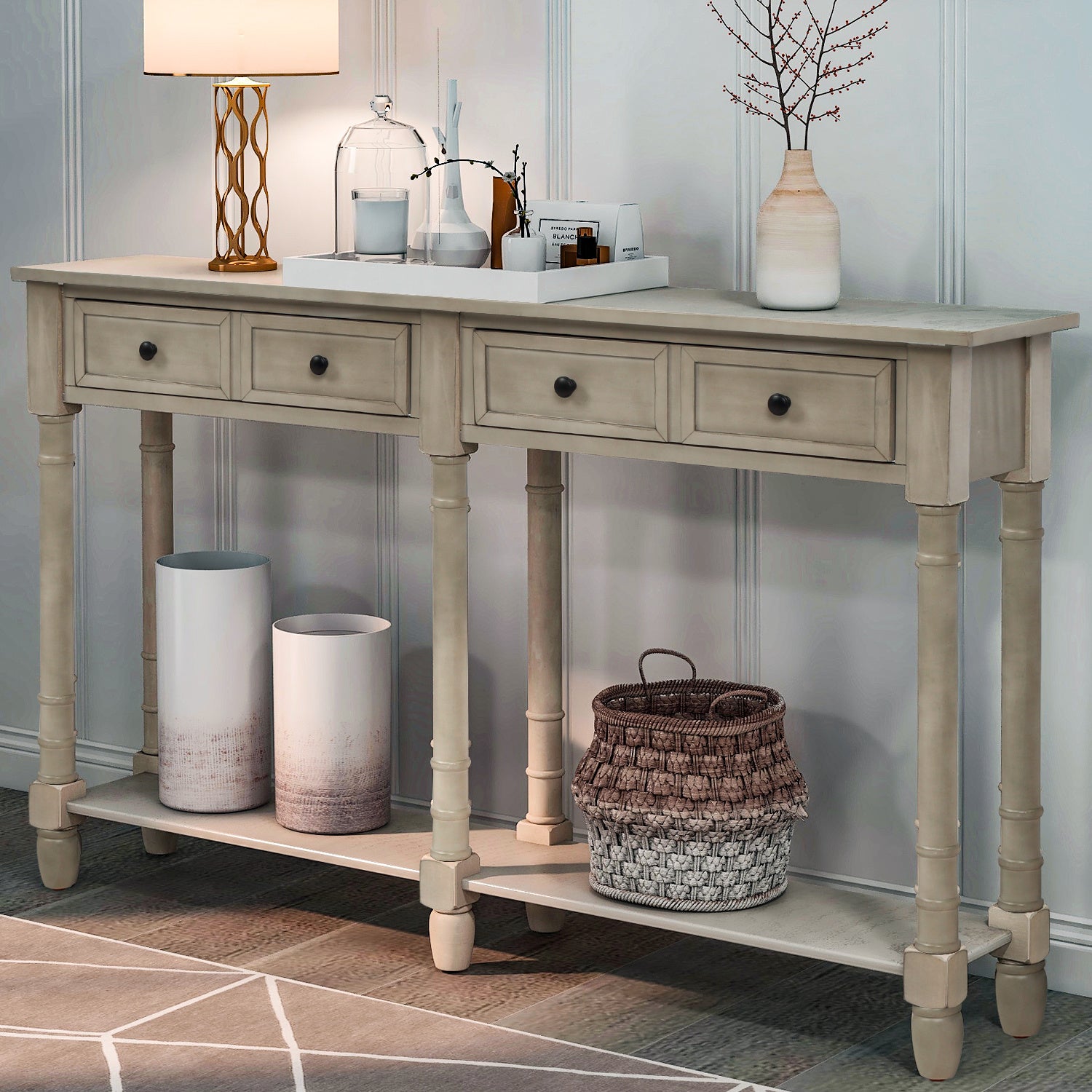Console Table with Shelf and Drawers