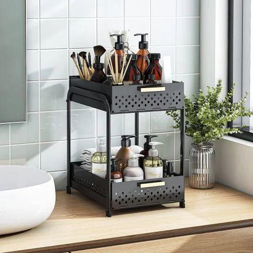 Sliding Double Basket Storage Shelf