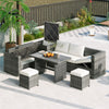 6-Piece Garden Patio Sectional Sofa Set with Storage and Removable Covers