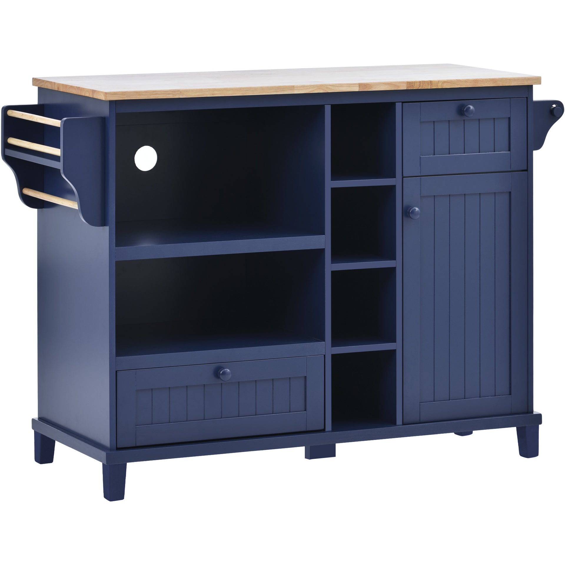 Kitchen Island Cart with Storage Cabinets, Blue