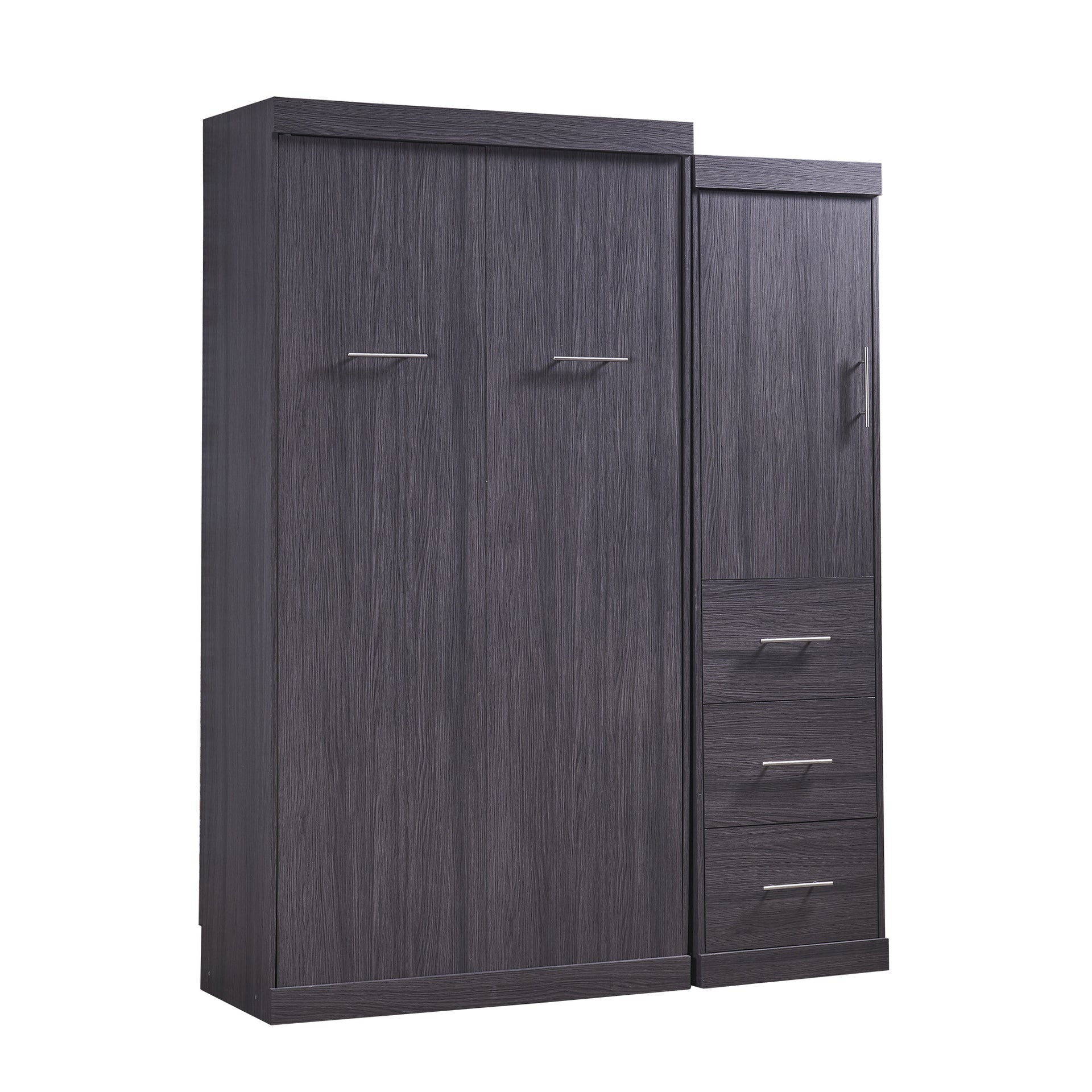 Twin Size Murphy Bed with Wardrobe and Drawers