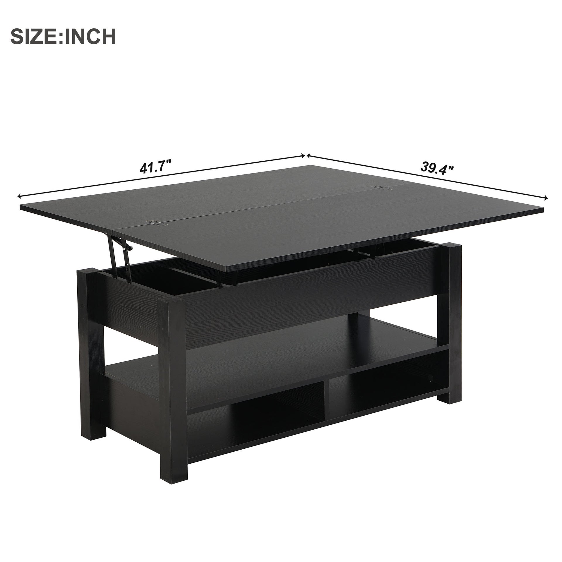 Modern Multi-Functional Lift Top Coffee Dining Table, Black