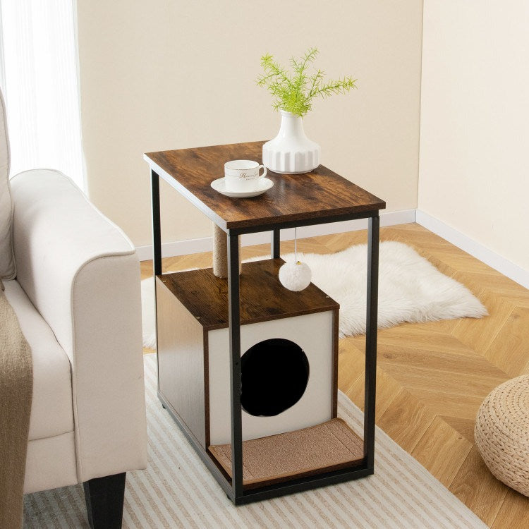 End Table Cat House with Scratching Post