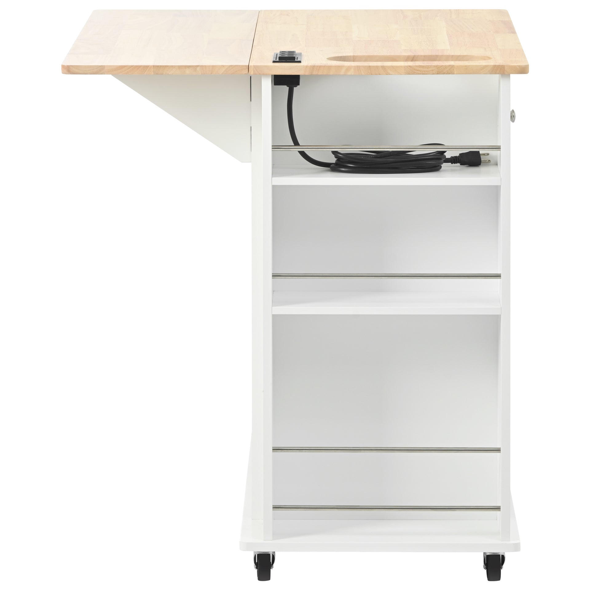 Kitchen Island Table with Storage and Power Outlet