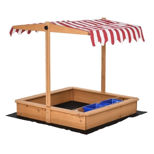 Kids Wooden Sandbox with Canopy