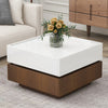 Multi-functional Square 360°Rotating High Gloss Coffee Table with 2 Drawers, White