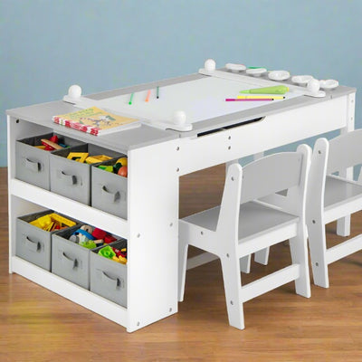 2-in-1 Kids Wooden Art Table and Art Easel Set