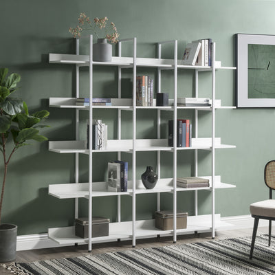 5 Tier Bookcase Vintage Industrial Style Shelf with Metal Frame