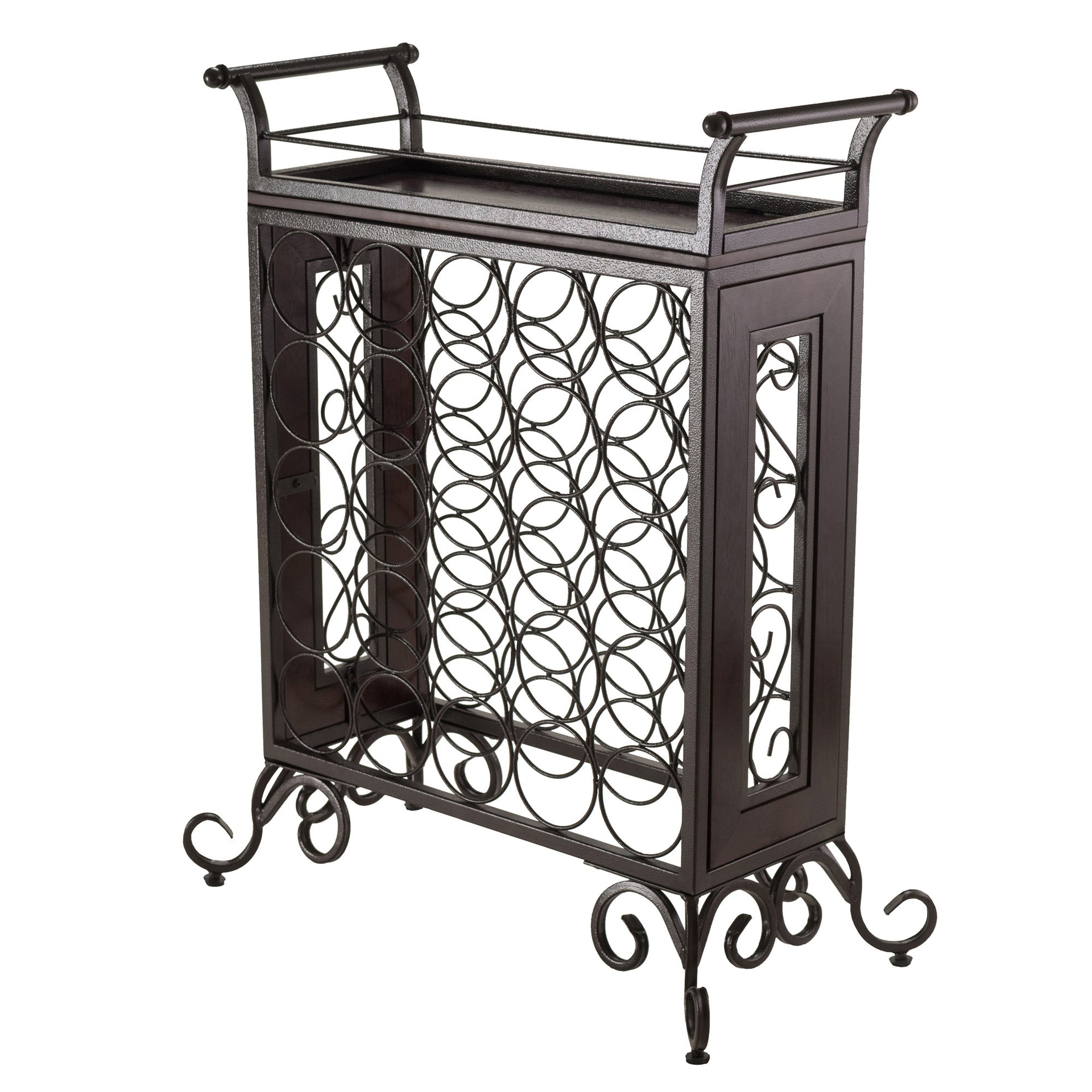 25 Bottle Wine Rack with Removable Serving Tray, Dark Bronze