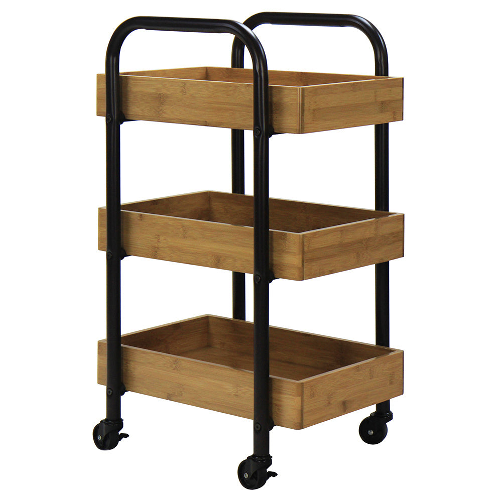 Portable Storage Cart with 3 Removable Bamboo Trays - Lowenna Home