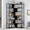 7-Tier L-Shaped Corner Bookcase with Metal Frame