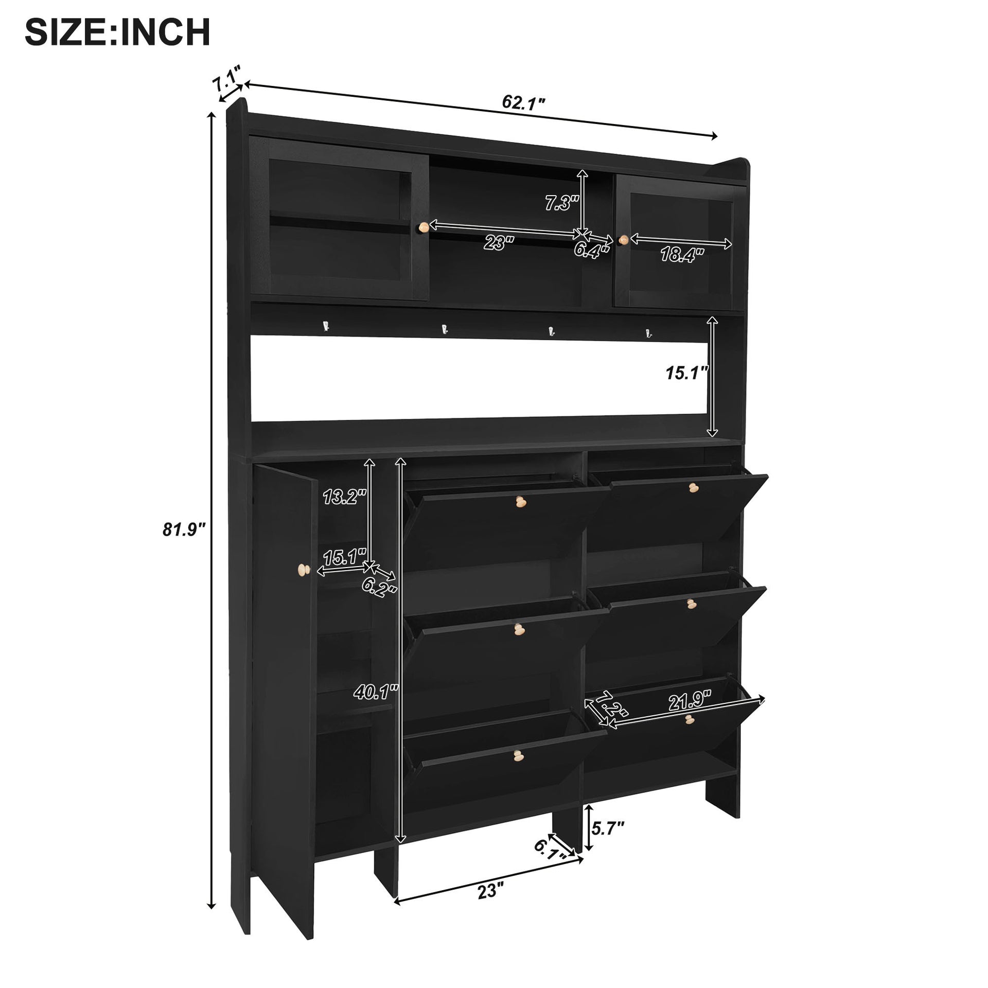 Multifunctional Hall Cabinet, Black