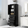 Storage Cabinet with 2 Doors and 4 Drawers, Black