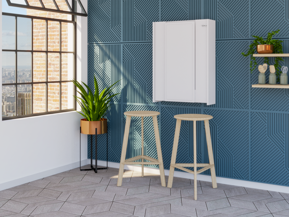 Wall Mounted Fold Down Desk with Shelving