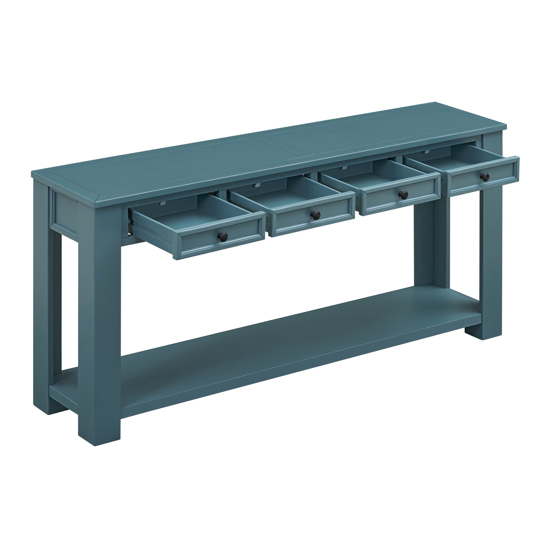 Blue Solid Wood Entryway Console Table