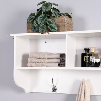 Entryway Wall Mounted Coat Rack with Hooks and Shelf Compartments