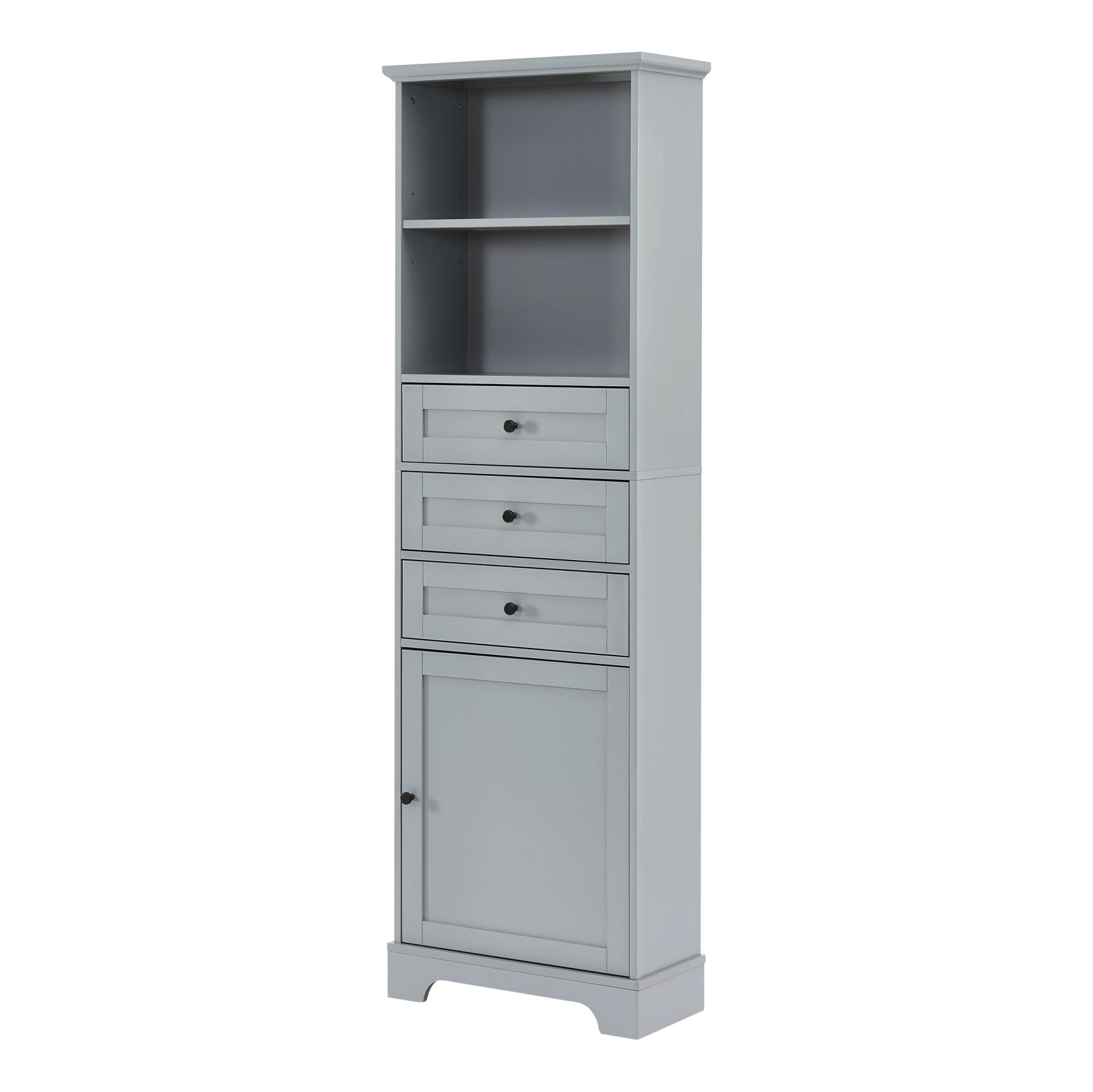 Tall Storage Cabinet with 3 Drawers and Adjustable Shelves