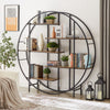 Vintage Industrial 5-Tier Round Metal Shelving and Bookcase Storage Rack