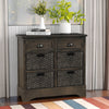 Rustic Storage Cabinet with Two Drawers and Four Rattan Baskets