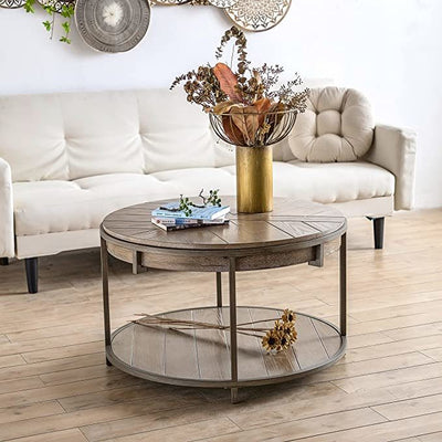 Statement Round Natural Wood Coffee Table