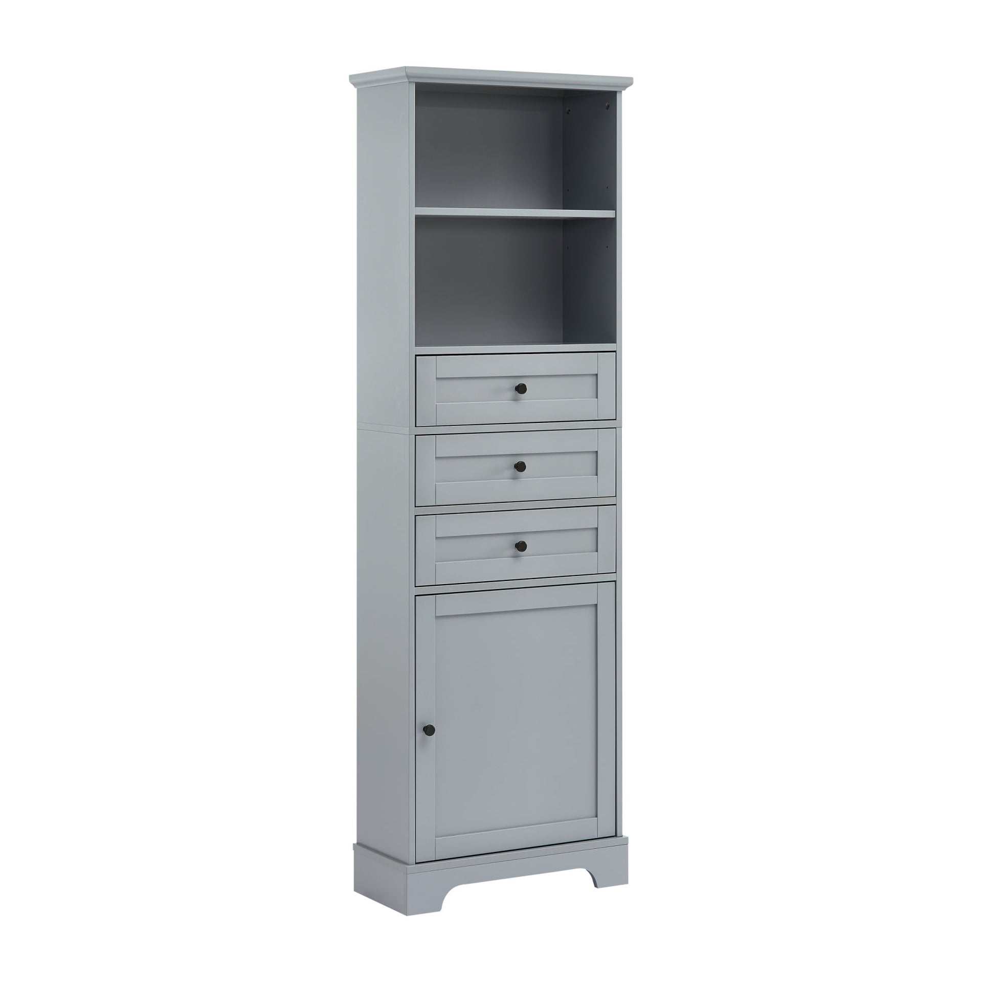 Tall Storage Cabinet with 3 Drawers and Adjustable Shelves