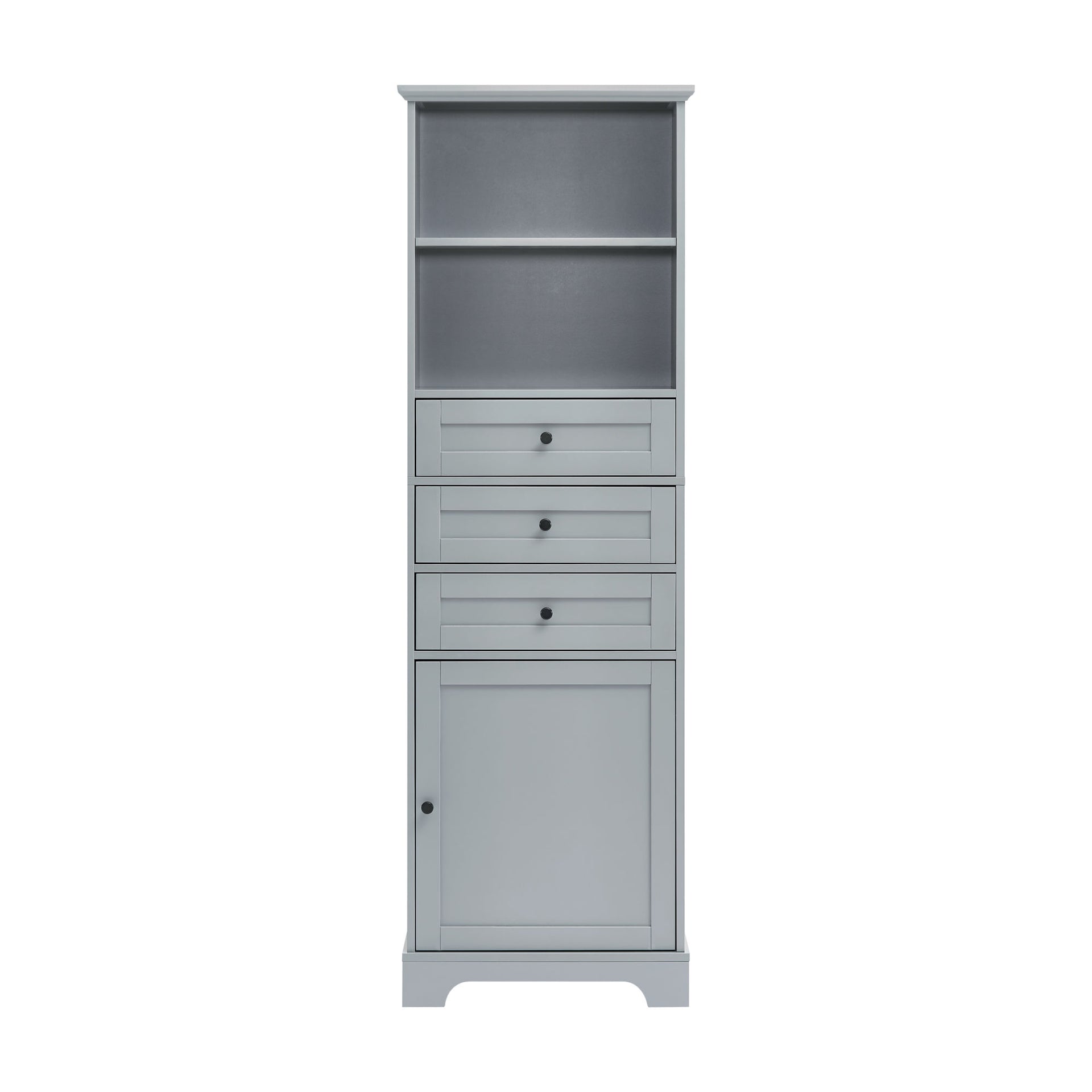 Tall Storage Cabinet with 3 Drawers and Adjustable Shelves