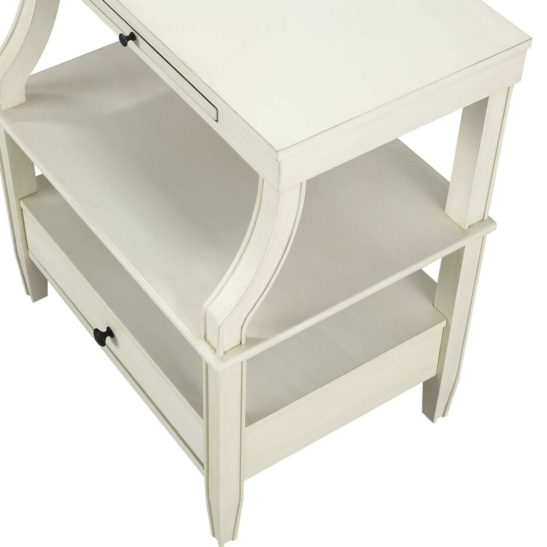 Nightstand with Hidden Pull Out Drink Tray and Drawer