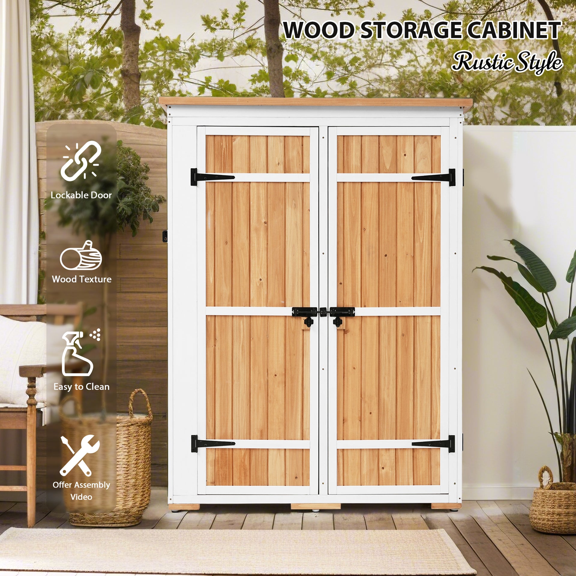 5.5ft Lockable Wooden Garden Storage Shed