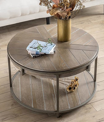 Statement Round Natural Wood Coffee Table