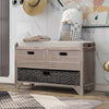 Cushioned Storage Bench with Removable Basket and 2 Drawers