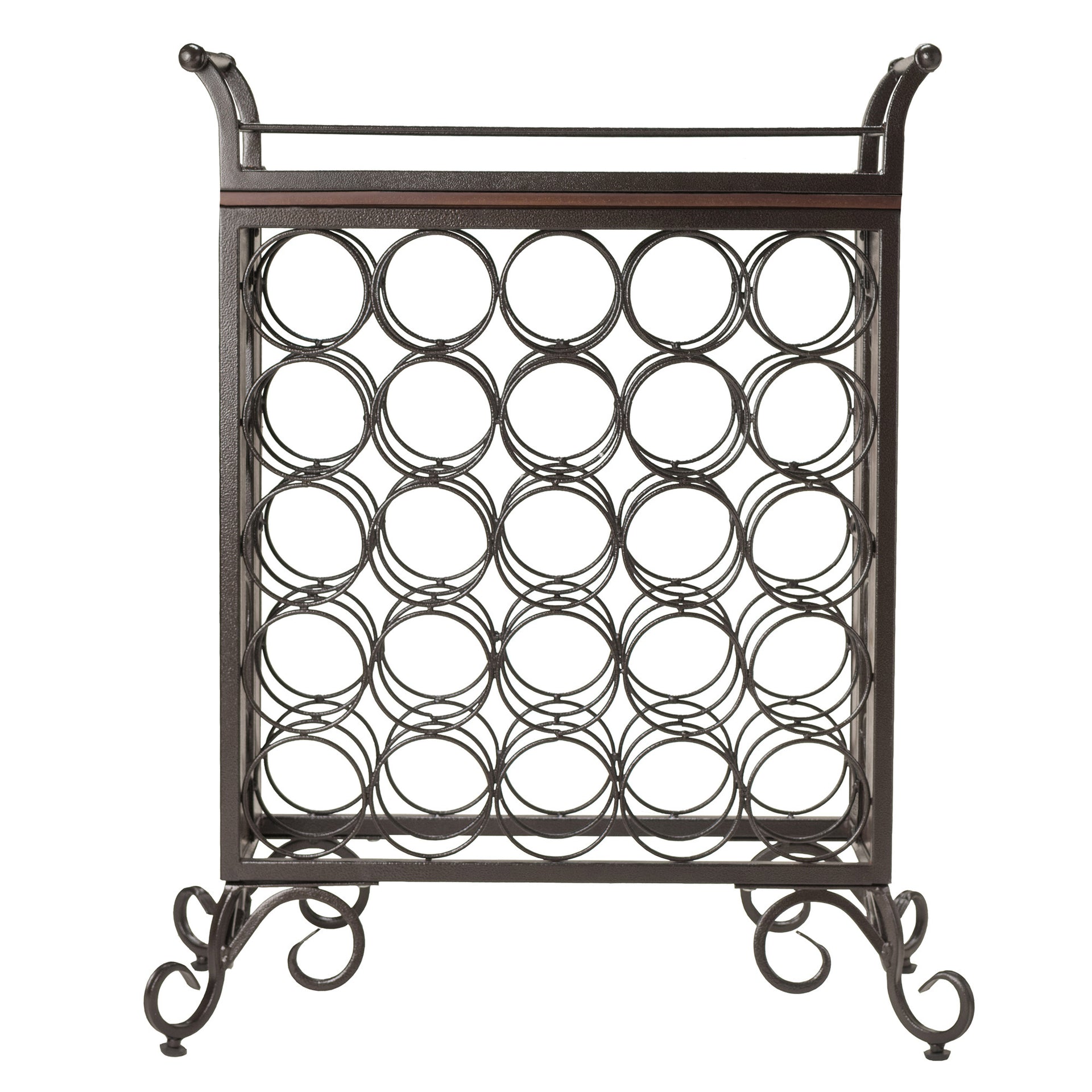 25 Bottle Wine Rack with Removable Serving Tray, Dark Bronze